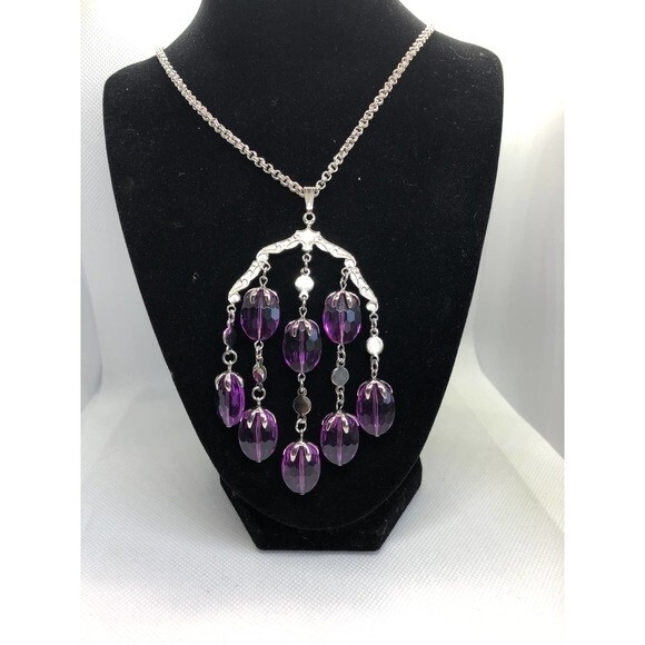 Sarah Coventry Purple Silver Necklace - Picture 1 of 3